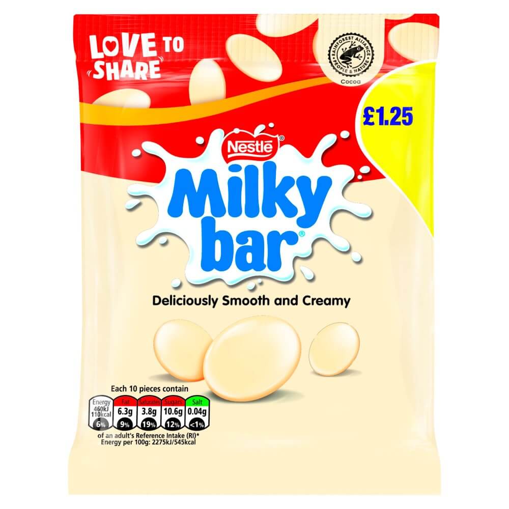 Milkybar White Chocolate Giant Buttons Sharing Bag 85g PMP £1.25 x 12