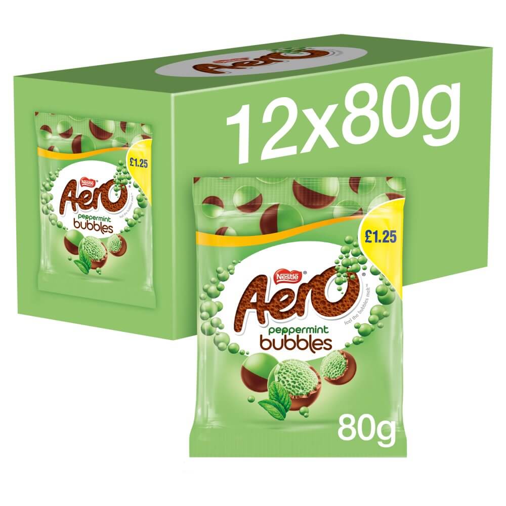 Aero Bubbles Peppermint Mint Chocolate Sharing Bag 80g PMP £1.25 x 12