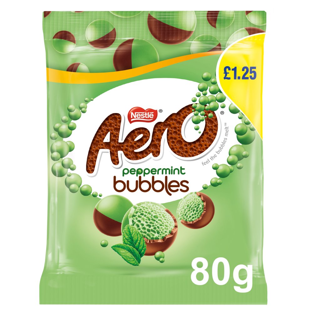 Aero Bubbles Peppermint Mint Chocolate Sharing Bag 80g PMP £1.25 x 12