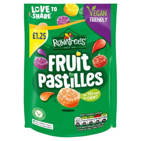 Rowntree's Fruit Pastilles Vegan Friendly Sweets Sharing Bag 114g PMP £1.25 x 10