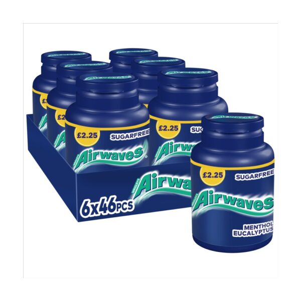 Airwaves Menthol & Eucalyptus Sugarfree Chewing Gum £2.25 PMP Bottle 46 Pieces x 6