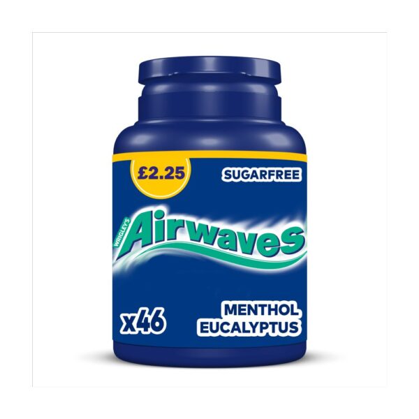 Airwaves Menthol & Eucalyptus Sugarfree Chewing Gum £2.25 PMP Bottle 46 Pieces x 6