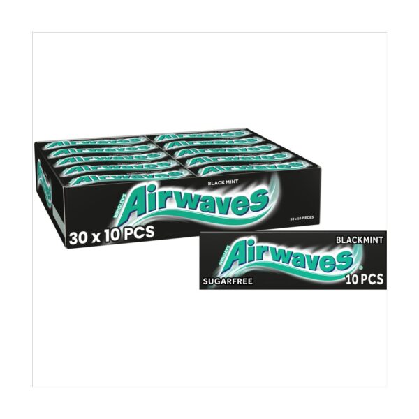 Airwaves Black Mint Flavour Sugarfree Chewing Gum 10 Pieces x 30