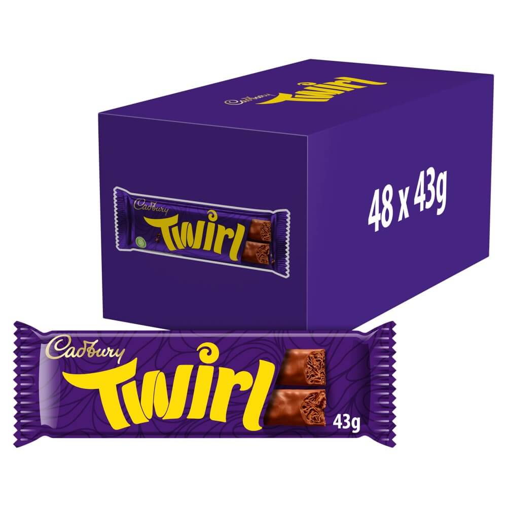 Cadbury Twirl Chocolate Bar, 43gx48