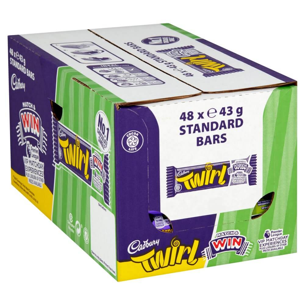 Cadbury Twirl Chocolate Bar, 43gx48