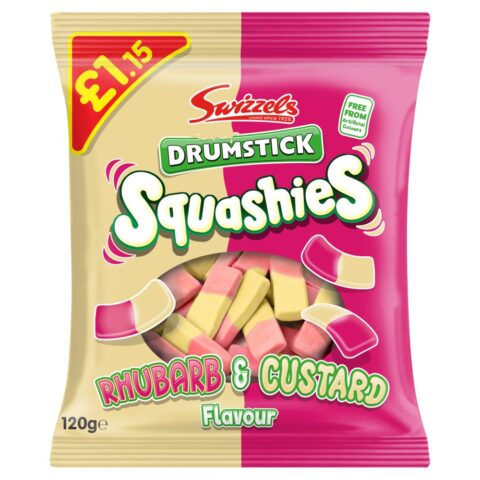 Swizzels Drumstick Squashies Rhubarb & Custard Flavour 131g x 12