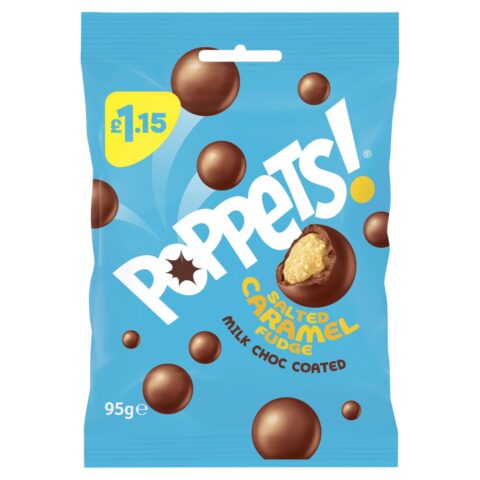 Poppets Salted Caramel Fudge Milk Choc Coated 95g x 10