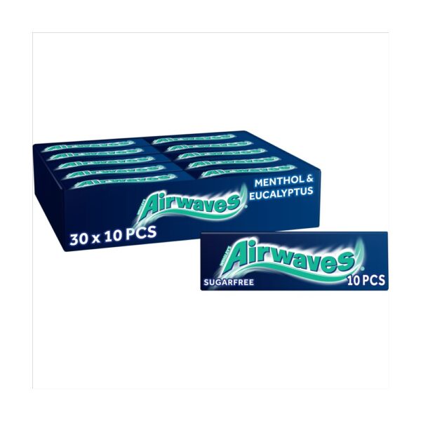 Airwaves Menthol & Eucalyptus Sugarfree Chewing Gum 10 Pieces x 30