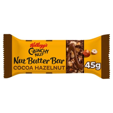 Kellogg's Crunchy Nut Nut Butter Cocoa Hazelnut Snack Bar Single 45g x 12