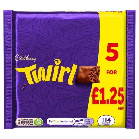 Cadbury Twirl Chocolate Bar 5 Pack Multipack £1.25 PMP 107.5g x 20