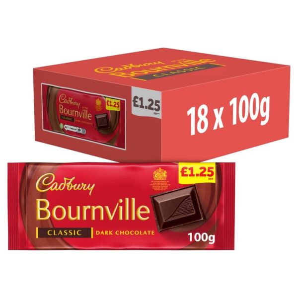 Cadbury Bournville Classic Dark Chocolate Bar £1.25 PMP 100g x 18