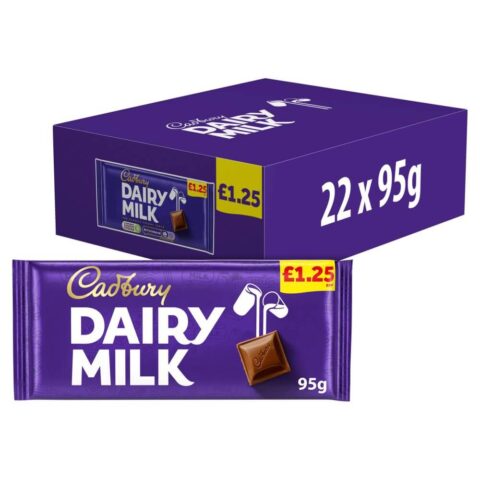 Cadbury Dairy Milk Chocolate Bar £1.25 PMP 95g x 22