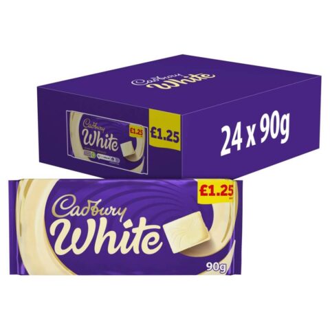 Cadbury White Chocolate Bar £1.25 PMP 90g x 24