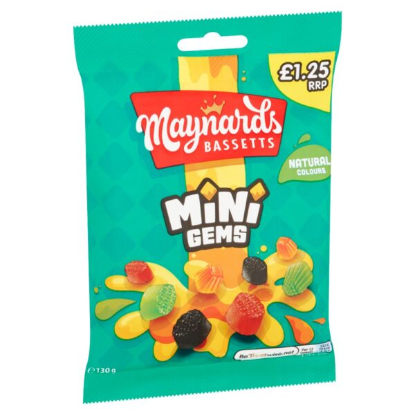 Maynards Bassetts Mini Gems Sweets Bag £1.25 PMP 160g x 12