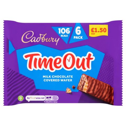 Cadbury Time Out Milk Chocolate Covered Wafer 6 x 20.2g (121.2g) x 13