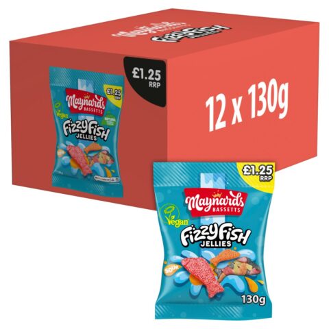 Maynards Bassetts Fizzy Fish Sweets Bag £1.25 PMP 160g x 12