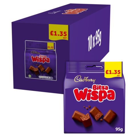 Cadbury Bitsa Wispa Chocolate Bag £1.25 PMP 95g x10