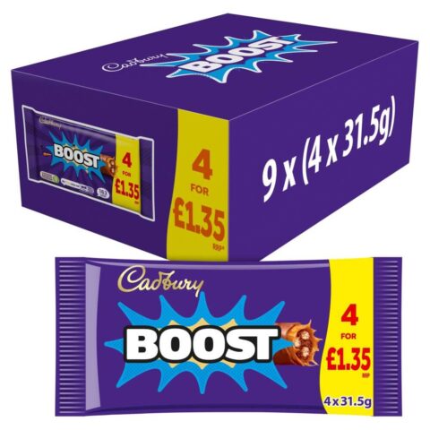 Cadbury Boost Chocolate Bar 4 Pack Multipack £1.25 PMP 126Gx9
