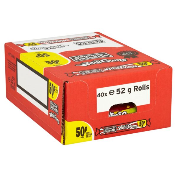 Maynards Bassetts Wine Gums Sweets Roll 50p PMP 52gx40