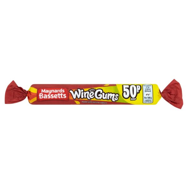 Maynards Bassetts Wine Gums Sweets Roll 50p PMP 52gx40