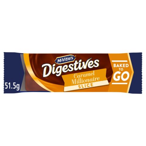 McVitie's Milk Chocolate Digestives Caramel Millionaire Slice Snack Bar Single 51.5g x 12