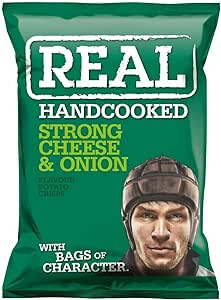 Real Crisps Hand Cooked Strong Cheese & Onion Flavour 35g x 24
