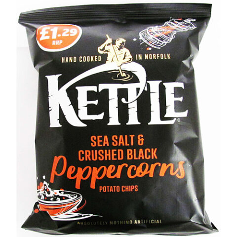 KETTLE® Chips Sea Salt & Crushed Black Peppercorns Crisps 80g x 12