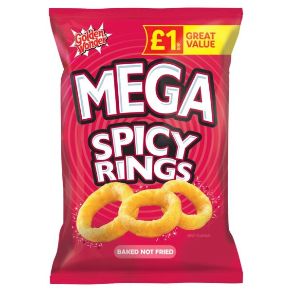 Golden Wonder Mega Spicy Rings Spicy Flavour 50g x 18
