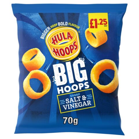 Hula Hoops Big Hoops Salt & Vinegar Crisps 70g, £1.25 PMP x 20
