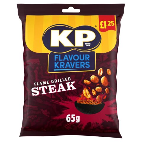 KP Flavour Kravers Flame Grilled Steak Peanuts 65g, £1.25 PMP x 16