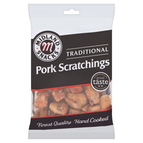 Midland Snacks Traditional Pork Scratchings 70g x 12